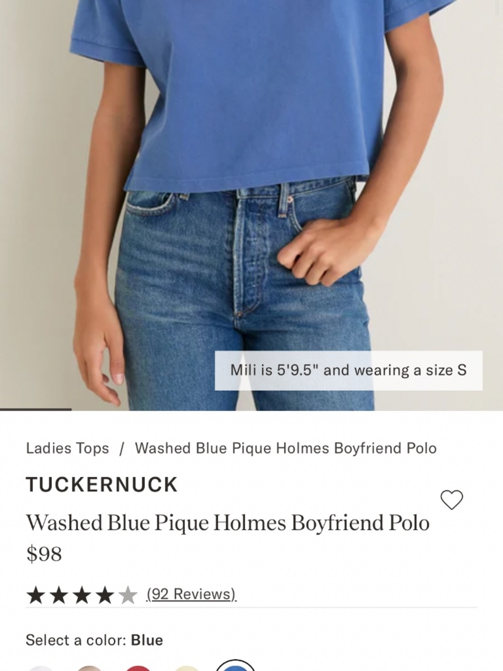 New XS Tuckernuck Washed Blue Pique Holmes Boyfriend Polo XS Women’s - Picture 7 of 7